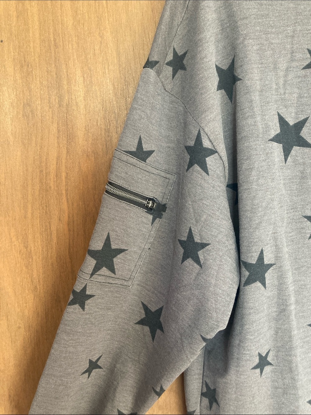 Nine West star print gray black sweatshirt with zip pocket detail size 2X - Picture 13 of 16